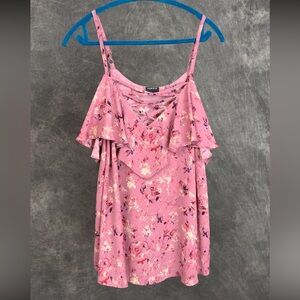 Torrid | Off-Shoulder Floral Spaghetti-Strap Top | Dusty Rose Pink | Size 1 (1X)